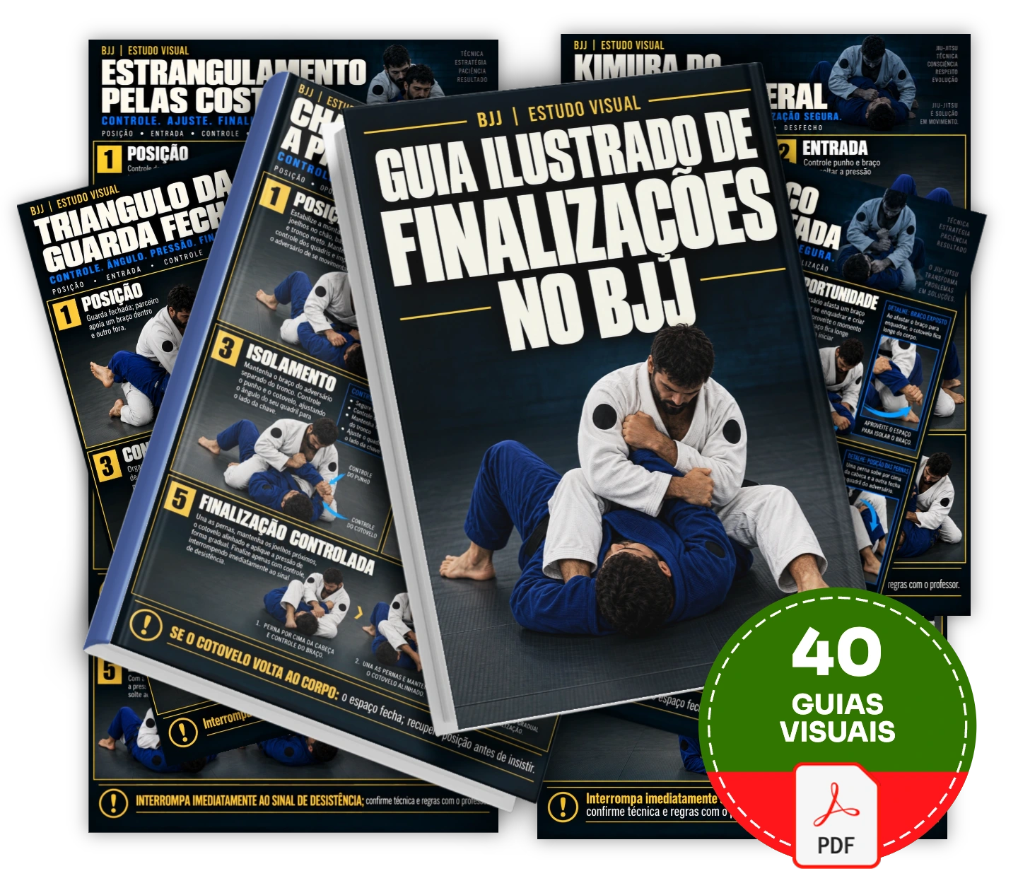 40 guias visuais para entender quando posição e controle favorecem cada ataque no BJJ.